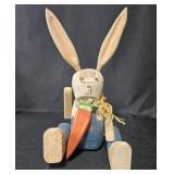 Vintage Japanese Doll with Stand and Wooden Bunny Figurine