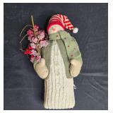 Set of 2 Vintage Fabric Snowman Figurines with Floral Accents