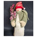 Set of 2 Vintage Fabric Snowman Figurines with Floral Accents