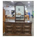 Vintage Wooden Dresser with Mirror - 76" x 60" x 18"