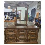 Vintage Wooden Dresser with Mirror - 76" x 60" x 18"