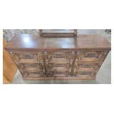 Vintage Wooden Dresser with Mirror - 76" x 60" x 18"