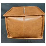 Vintage Faux Leather Square Storage Ottoman