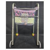 Lightweight Adjustable Walker with Floral Bag and Tennis Balls