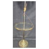 Vintage Brass and Glass Floor Lamp with Side Table - untested