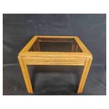 Wooden End Table with Glass Top - 20" x 25" x 22"