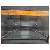 Modern Glass-Top Console Table with Wooden Base - 42" Wide x 25" Height