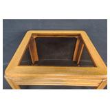 Mid-Century Modern Oak End Table with Glass Top