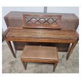 Used Wurlitzer Console Piano with Matching Bench and Piano Instruction Books