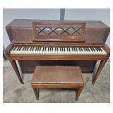 Used Wurlitzer Console Piano with Matching Bench and Piano Instruction Books