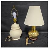 Pair of Decorative Table Lamps - Ceramic and Brass Finishes - untested