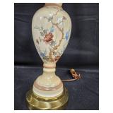Vintage Floral Design Table Lamp with Pleated Shade - untested