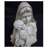 Mikasa Fine Porcelain Madonna with Child and Plush Teddy Bear Figurine Set
