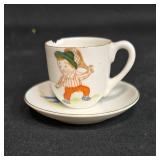 Vintage Hand Painted Nippon Tea Set with Figurines - Teapot, Creamer, and Cup