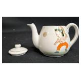 Vintage Hand Painted Nippon Tea Set with Figurines - Teapot, Creamer, and Cup