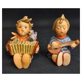 Two Goebel Figurines of Children Playing Musical Instruments - Vintage Collectibles