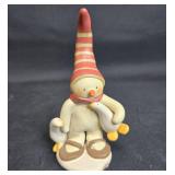 Set of 2 Musical Figurines - Angel with Mandolin and Snowman with Ducks