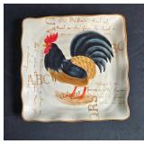 Collection of Vintage Rooster-themed Dishware and Decorative Bowls