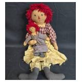 Vintage Handmade Cloth Doll Set - Mother and Child with Red Hair