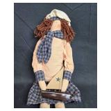 Pair of Vintage Nautical-Themed Cloth Dolls with Sailboats