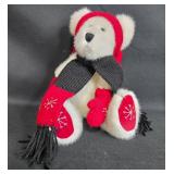Holiday Plush Bear and Vintage Santa Doll Set