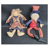 Set of 2 Patriotic Americana Dolls - Uncle Sam and Star-Spangled Angel