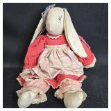 Set of 2 Handmade Soft Bunny Dolls in Vintage Clothing