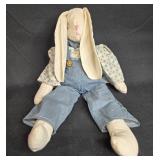 Set of 2 Handmade Soft Bunny Dolls in Vintage Clothing