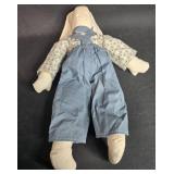 Set of 2 Handmade Soft Bunny Dolls in Vintage Clothing