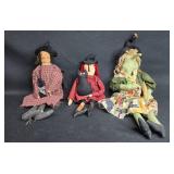 Set of 3 Handmade Witch Dolls with Accessories