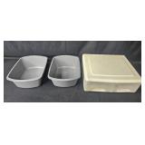 Set of 3 Gray Plastic Storage Bins with Lid