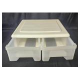 Set of 3 Gray Plastic Storage Bins with Lid