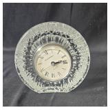 Collection of Vintage Clocks: Crystal Clock, Barometer, and Wooden Stand untested