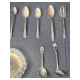 Vintage Silver Plated Serving Utensil Set with Decorative Tray