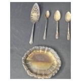 Vintage Silver Plated Serving Utensil Set with Decorative Tray