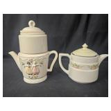 Pair of Vintage Teapots with Floral Decorations