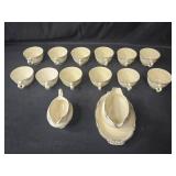 Homer Laughlin Virginia Rose Set - 12 Cups, Creamer, and Gravy Boat
