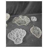 Collection of 8 Vintage Pressed Glass Serving Items