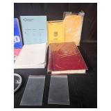 Office Supplies Lot Including Notebooks, Laminating Sheets, and Sheet Protectors