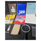 Office Supplies Lot Including Notebooks, Laminating Sheets, and Sheet Protectors