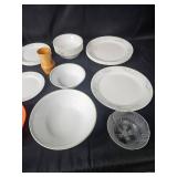 Collection of Assorted Dishes and Cookware Including Corelle Plates