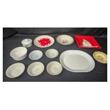Assorted Set of 12 Festive Holiday Dishes and Bowls
