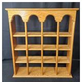 Vintage Oak Wood Display Shelf - 28" H x 25" W x 6" D