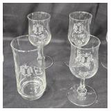Etched Glasses with Carafe and Bowl