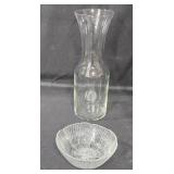 Etched Glasses with Carafe and Bowl