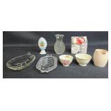 Collection of Assorted Decorative Items Including Bone China and Glassware