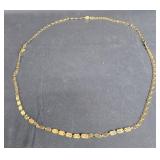 Gold Tone Link Necklace with Unique Hexagonal Design