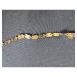 Gold Tone Link Necklace with Unique Hexagonal Design