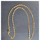 Gold Tone Link Necklace with Unique Hexagonal Design