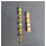 Two Vintage Bracelets with Colorful Stone Accents